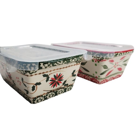 Temptations Holiday Baking Dishes Set 12 Oz Lidded by Tara PD22 - Picture 6 of 10